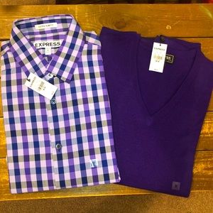 Express men’s button down & sweater NWT medium
